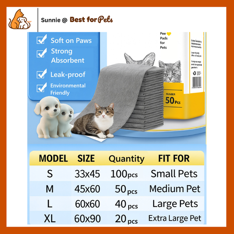 Charcoal Pet Pee Pad Leakproof & Odor Control | Fast Absorption Training Mat