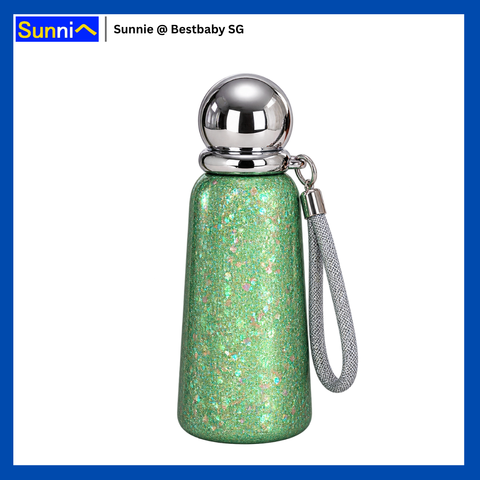 Pure Titanium Insulated Bottle 360ml – 7 Sparkly & Cute Designs, Wrist Strap, Gift Box