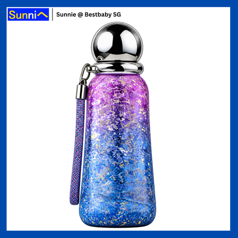 Pure Titanium Insulated Bottle 360ml – 7 Sparkly & Cute Designs, Wrist Strap, Gift Box