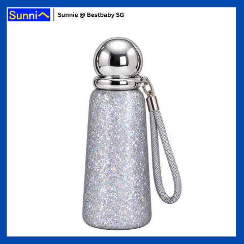 Pure Titanium Insulated Bottle 360ml – 7 Sparkly & Cute Designs, Wrist Strap, Gift Box