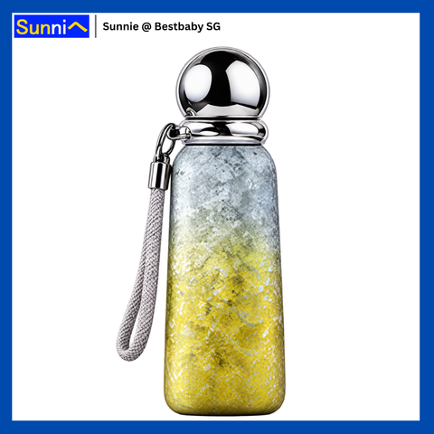 Pure Titanium Insulated Bottle 360ml – 7 Sparkly & Cute Designs, Wrist Strap, Gift Box