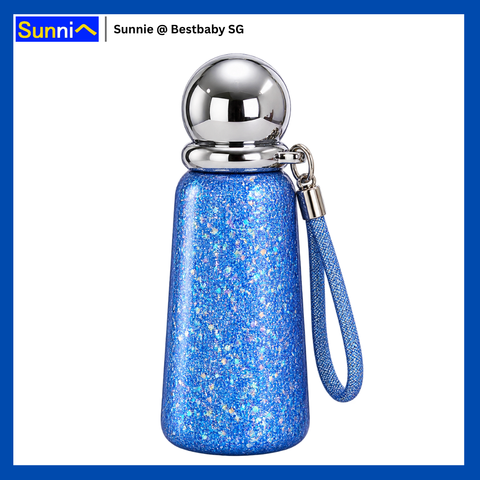 Pure Titanium Insulated Bottle 360ml – 7 Sparkly & Cute Designs, Wrist Strap, Gift Box