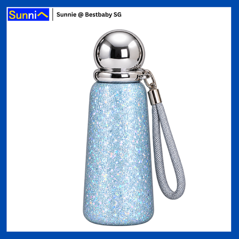 Pure Titanium Insulated Bottle 360ml – 7 Sparkly & Cute Designs, Wrist Strap, Gift Box