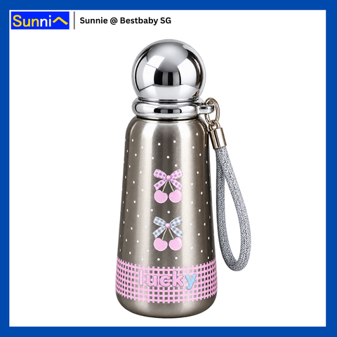 Pure Titanium Insulated Bottle 360ml – 7 Sparkly & Cute Designs, Wrist Strap, Gift Box