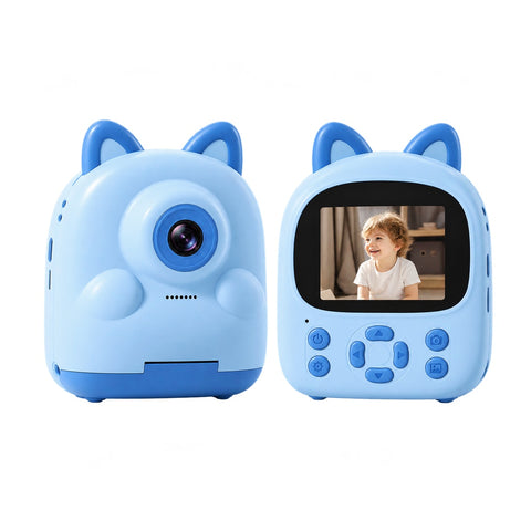Kids Instant Print Camera – Cute Rabbit & Cat Thermal Photo Printer with 128GB Card & 5 Paper Rolls