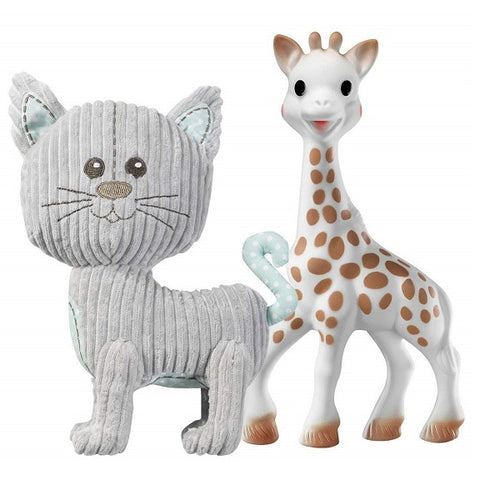 Sophie la girafe® - Set Lazare the Cat Stuffed Toy + Sophie la Girafe (cotton bag)