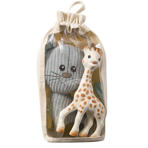 Sophie la girafe® - Set Lazare the Cat Stuffed Toy + Sophie la Girafe (cotton bag)