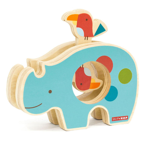 Skip Hop - Giraffe Safari Wood Toys - Spin & Play Rhino